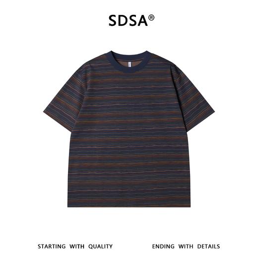 26T241SDSA男装2026新款高贵轻奢时尚撞色条纹圆领短袖T恤百搭宽松上衣 商品图1