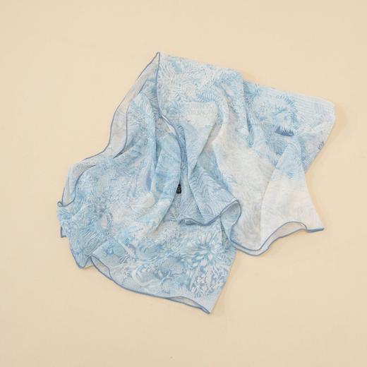 西子/蓝屿森林桑蚕丝春夏天青色大方巾丝巾披肩/SJKX0103 商品图1