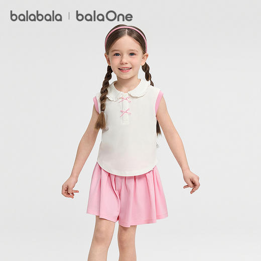 巴拉巴拉女童短袖套装儿童宝宝两件套2026新款夏装凉感舒适半开襟 商品图2