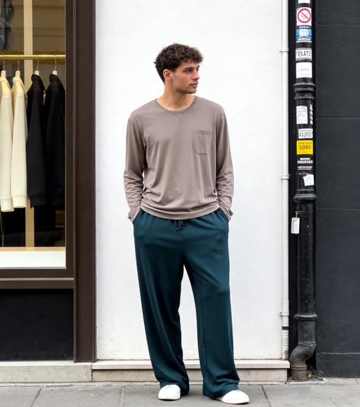 【棉莫经典 高性价比】SCHIESSER德国舒雅男士棉+莫代尔V领春秋款家居单上衣（版型偏大）39/26948U 商品图0