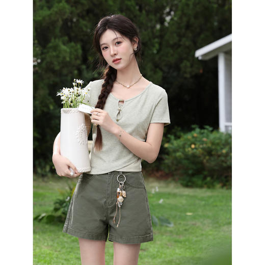 鹿向南【0328/20:00新品前1小时7折限量100件】绿色T恤 商品图2