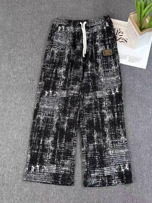 F032546宽松直筒剪裁绳松紧腰设计男女同款美式扎染休闲裤 商品图5