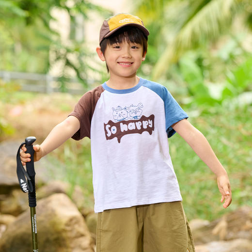 【10A抗菌】棉花堂夏款蓝雾粉咖竹节棉童装短袖T恤 ---FA61164 商品图8