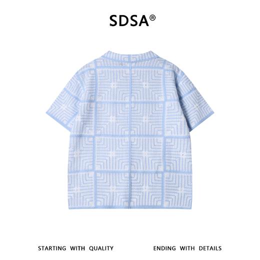 7092SDSA男装2026新款高贵轻奢格纹镂空肌理翻领针织短袖衬衫百搭时尚 商品图5