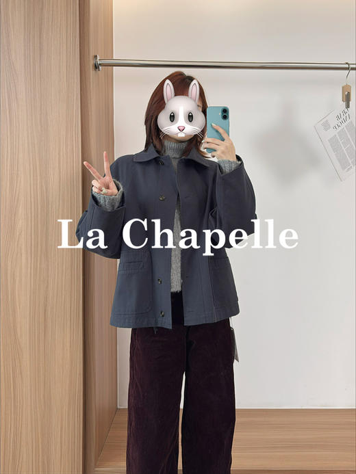 专柜实拍【高智风衣】拉夏贝尔/La Chapelle极简翻领排扣下摆抽绳设计纯棉休闲上衣宽松外套 商品图3