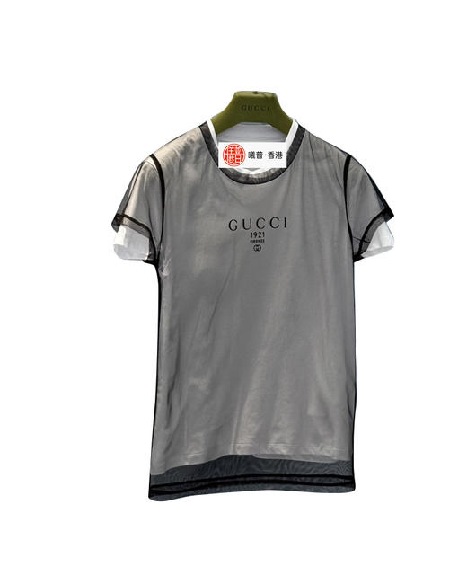 女款假两件网纱拼接短袖T恤he012 商品图0