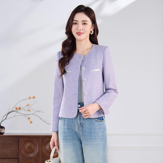 「自」全新升级【铂金会员183/天猫239/差价56】(15203)洛诗琳气质小香风外套女2026春季新款时尚显瘦洋气短款外套 商品图3