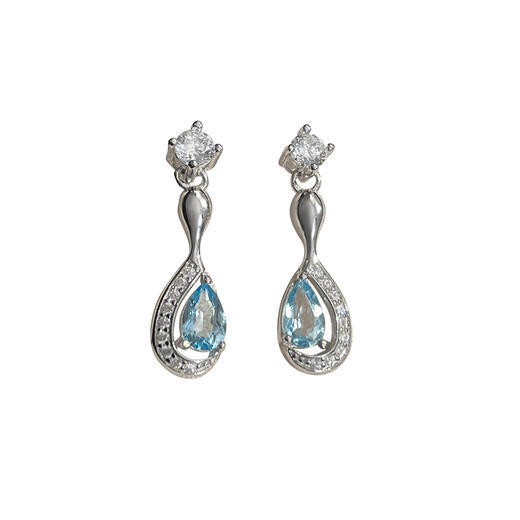 【澄澈之冰】纯银水滴托帕石几何不规则耳饰【JHY-E001023B】 商品图3