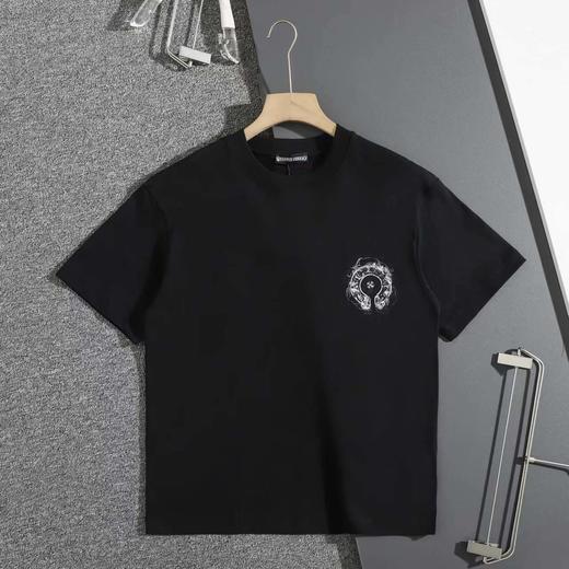 F032539重工梵文泼墨刺绣立体LOGO休闲圆领短袖T恤 商品图3
