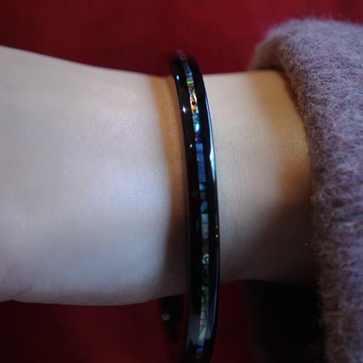 【宝光锦绣螺细镶嵌大漆手镯】紫光檀木质、古典方镯女士手作饰品 商品图3