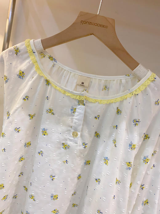 松植屋《白瑶》女士圆领全棉双层纱布长袖长裤睡衣套装 商品图2