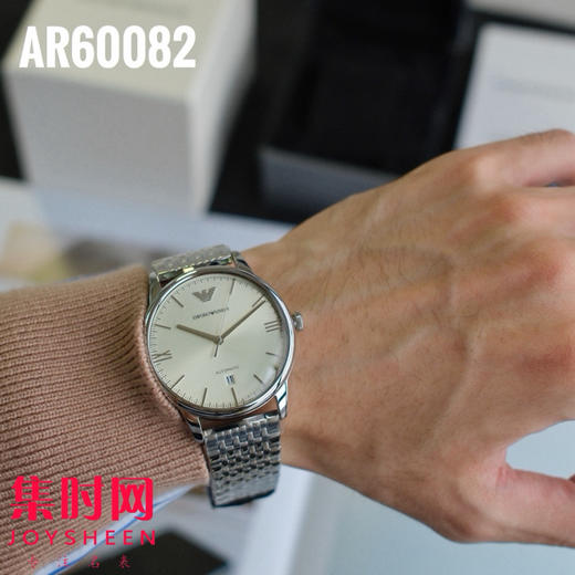 原单阿玛尼AR60082｜男士机械腕表 表界的“奶油风”天花板，米白色表盘+银针+精钢编织带 商品图7