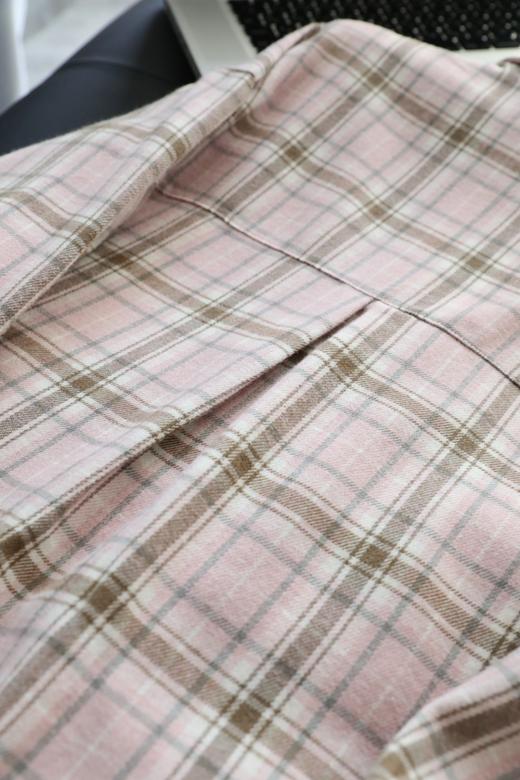 韩国东大门复古格纹翻领宽松长袖衬衫 商品图12