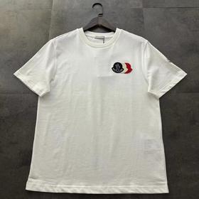 F032516新款情侣款时尚百搭平纹三色叠加LOGO短袖T恤