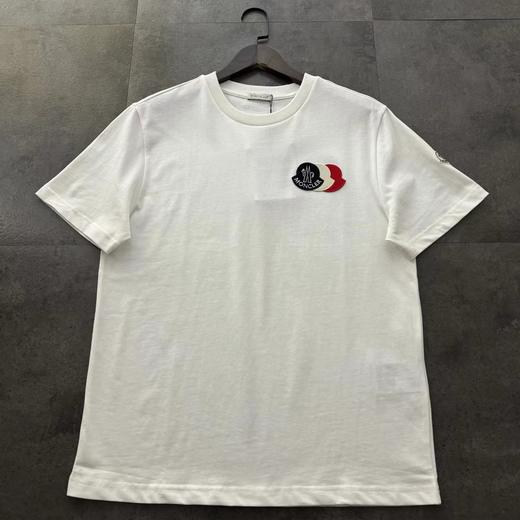 F032516新款情侣款时尚百搭平纹三色叠加LOGO短袖T恤 商品图0