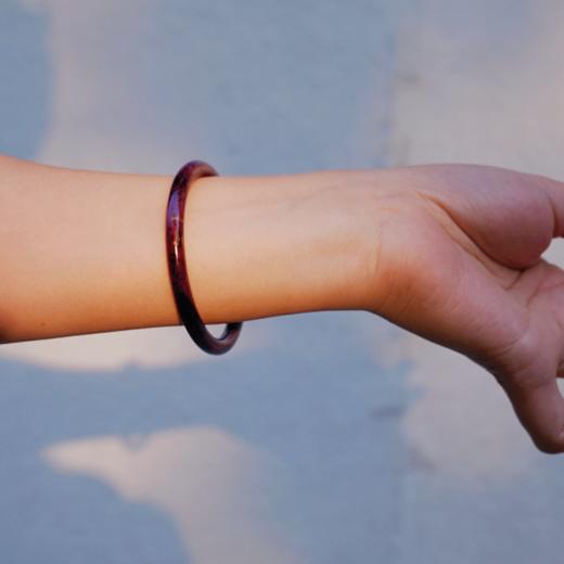 【沉华·紫韵金晖大漆手镯】特细圆镯6mm 商品图6