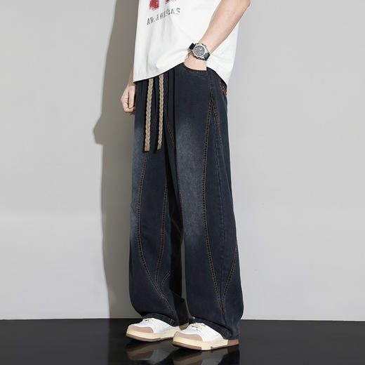 【DYF】大依优型大码男装春季天丝莱赛尔阔腿牛仔长裤潮流垂顺直筒长裤 商品图1