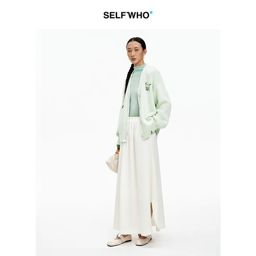 SELFWHO纯棉立体生肖马绣花V领毛衣女2026春新款宽松针织衫上衣 商品图3