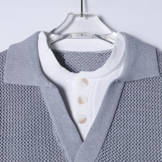 7062SDSA男装2026新款高贵轻奢老钱风撞色简约假两件短袖T恤百搭休闲 商品图2