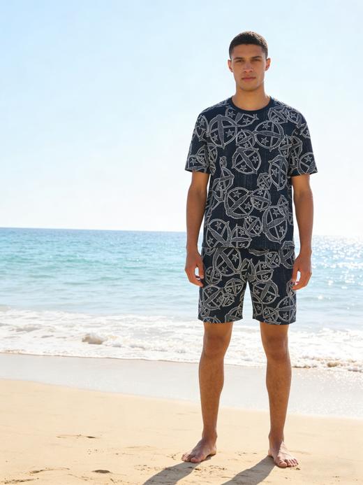 【150年纪念款满印纯棉】SCHIESSER德国舒雅中性款150周年纯棉休闲外穿满印天枰logoT恤3Z/25849U 商品图1