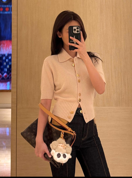 驴家  新品🆕26Ss杏色短袖针织开衫 商品图6