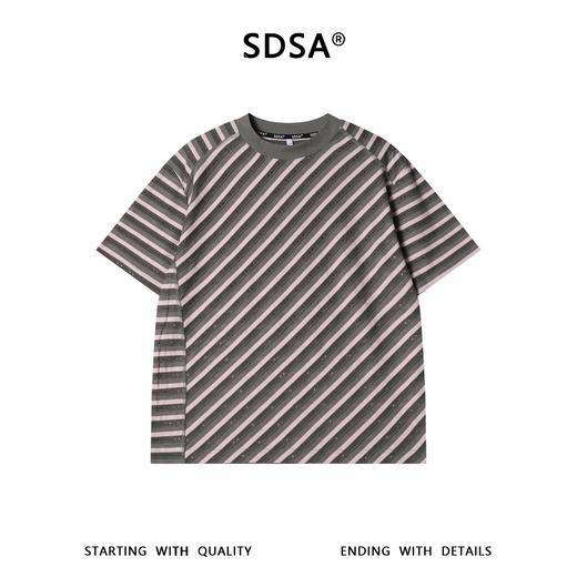 SDSA男装2026新款高贵轻奢潮牌撞色复古斜纹圆领短袖T恤百搭时尚 商品图0