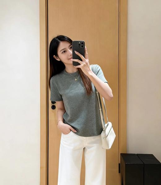 F032501春季新款纯色定染工艺舒适百搭圆领打底短袖T恤 商品图11