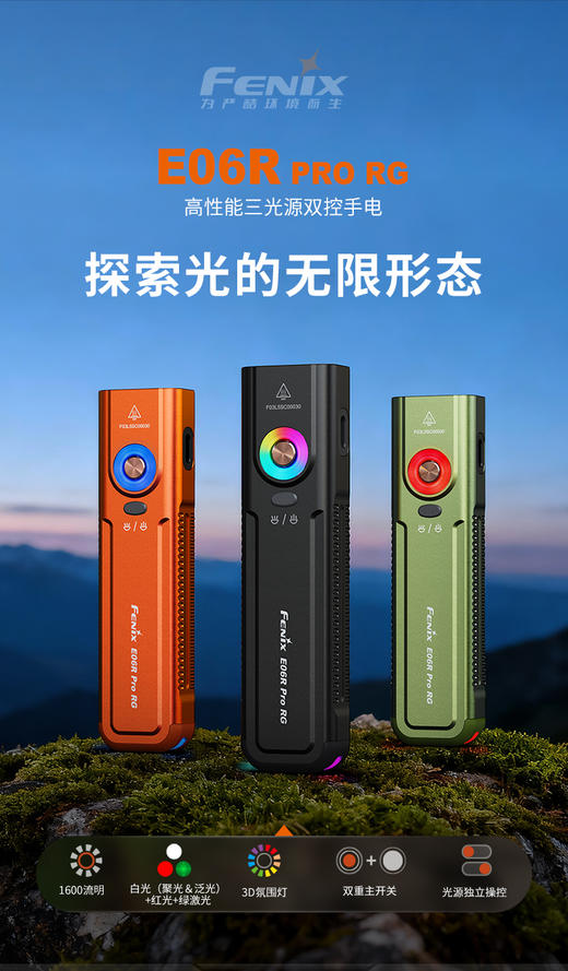 Fenix菲尼克斯E06R Pro RG手电筒绿激光小型便携式强光充电氛围灯 商品图1
