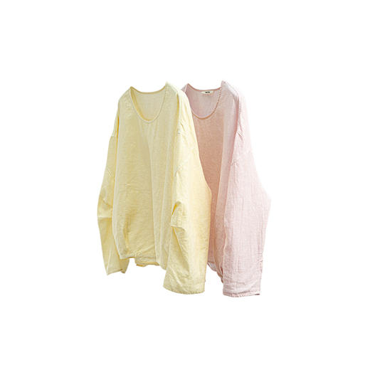 特绽放119朵/随风*干洗亚麻成衣染色圆领T恤女上衣慵懒松弛感小衫 商品图4