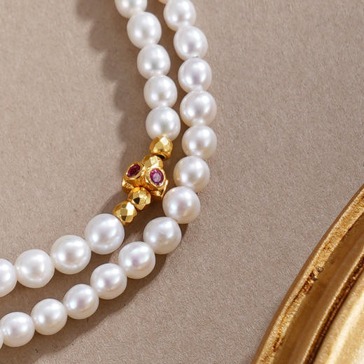 子佩集【蝴蝶鱼你】银S925珍珠惜王妃手链【QNS0021-7】3mm珠镀金狐狸葫芦2601 商品图2