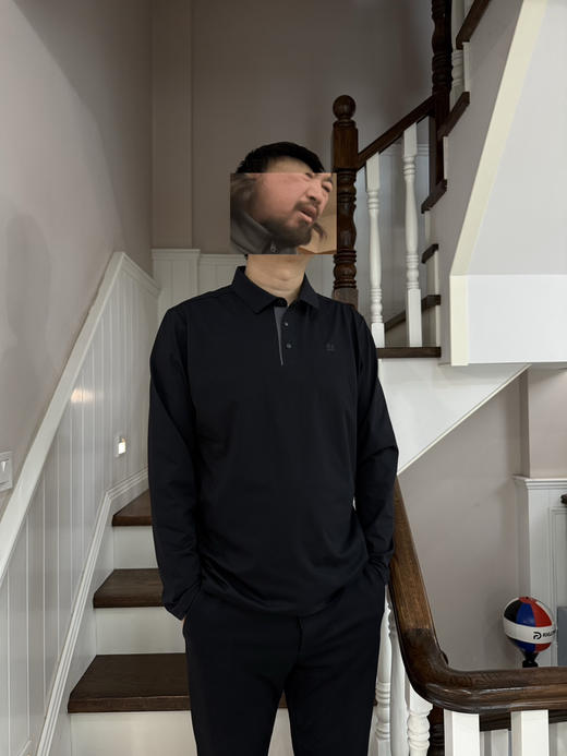 125-3 老朱自留 两棵树 男士商务休闲 polo领 长袖T恤 亲肤速干抗菌 176/148穿L宽松合适 商品图5