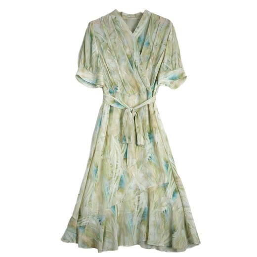 「高货kbnq」全新升级【铂金会员514/天猫699/差价185】(10245)洛诗琳气质真丝晕染连衣裙女2026轻奢法式高级感中长裙 商品图4