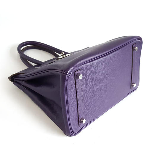 【95新】HERMES爱马仕BIRKIN紫色银扣Epsom皮Birkin 30铂金包手提包女士200326TJ06 商品图5