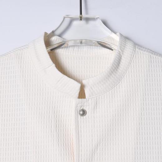 2878SDSA男装2026新款高贵轻奢极简风华夫格肌理立领短袖衬衫百搭休闲 商品图2