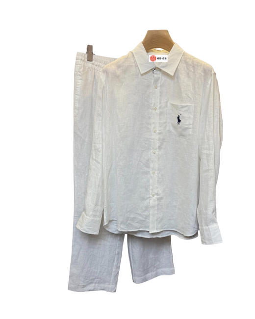 男款麻料衬衫长裤套装ba 商品图0