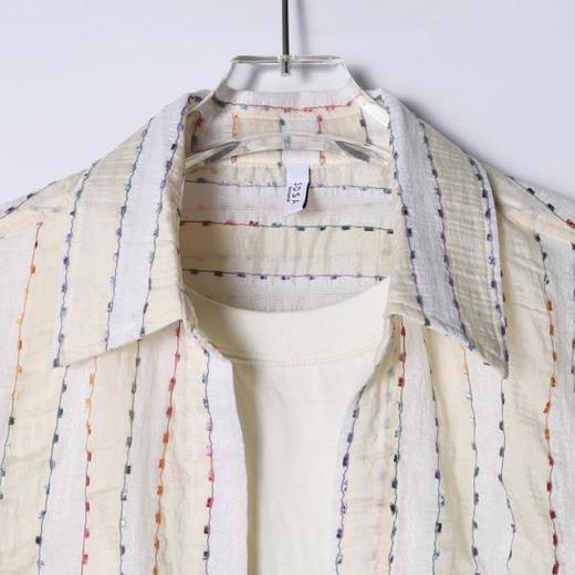 SDSA男装2026新款高贵轻奢日系撞色竖纹假两件短袖衬衫百搭上衣 商品图1