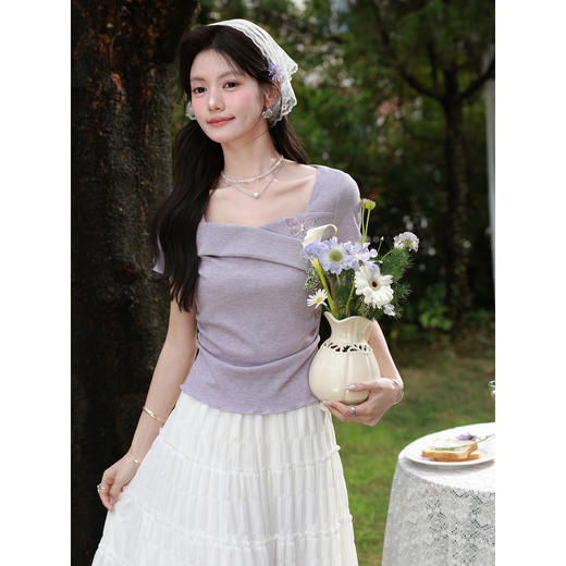 鹿向南【0328/20:00新品前一小时7折】紫色T恤 商品图1