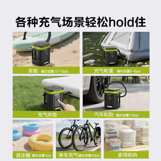 【预售】威克士20V无刷多功能充气泵浆板泵裸机WU096 商品图2