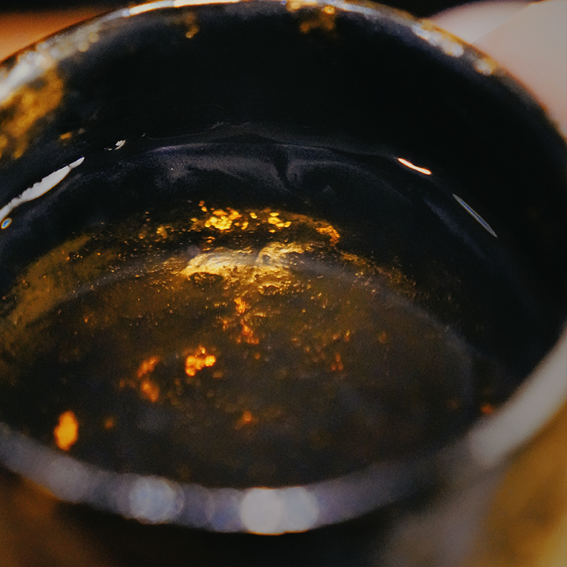【迟光·如墨大漆主人杯】个人杯杯托杯垫洒金金箔黑色肌理