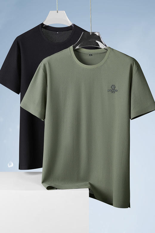 【DDP】大依优型大码男装圆领短袖T恤冰丝镂空休闲运动百搭半袖上衣男士 商品图5