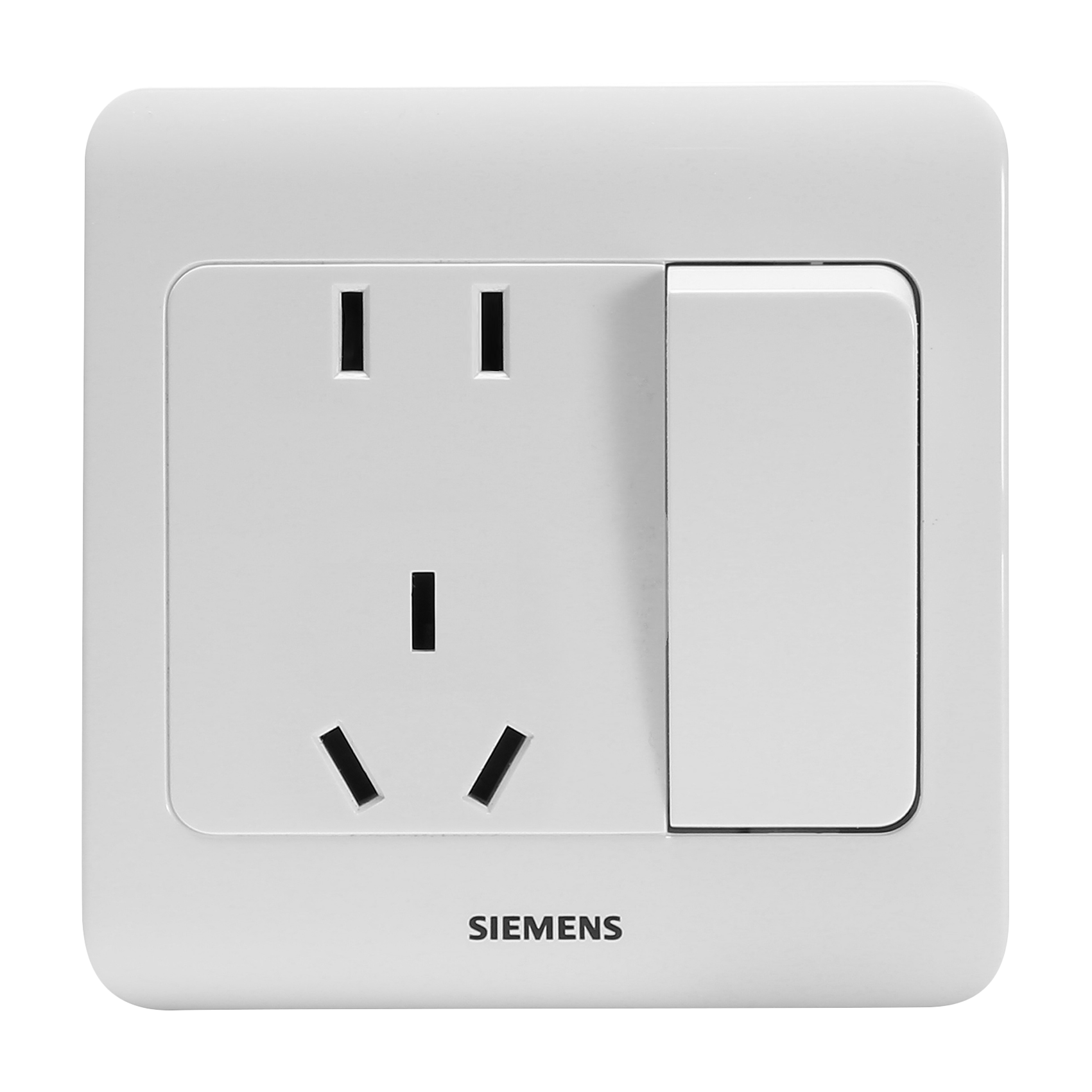 西门子开关插座面板远景雅白色双控五孔插座带开关