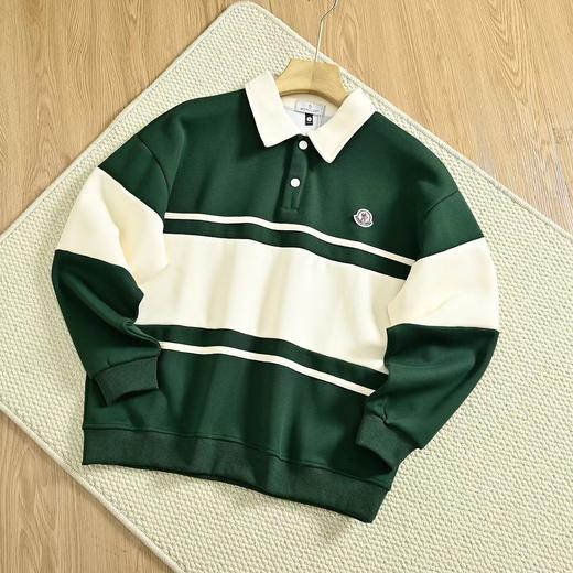 F032518春季新品弹力休闲拼色条纹男士翻领polo长袖 商品图5