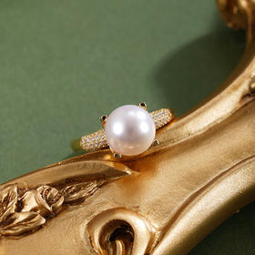 子佩集【情定夕颜】银S925珍珠惜王妃戒指【R1764】8.5mm珠镀金一字2601