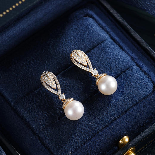 子佩集【高光时刻】银S925珍珠惜王妃耳钉【E3391】7.5mm珠双色水滴2601 商品图1