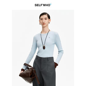 SELFWHO醋酸棉混纺假两件针织衫上衣女2026夏季新款撞色修身毛衣