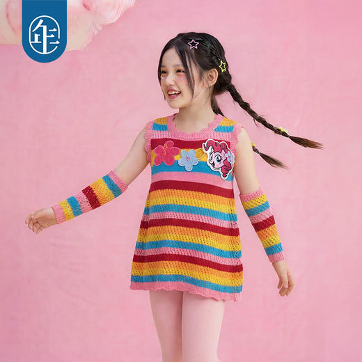 小马宝莉联名年衣童装背心夏季新款女童卡通可爱条纹针织吊带上衣 商品图4