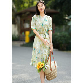 「高货kbnq」全新升级【铂金会员514/天猫699/差价185】(10245)洛诗琳气质真丝晕染连衣裙女2026轻奢法式高级感中长裙