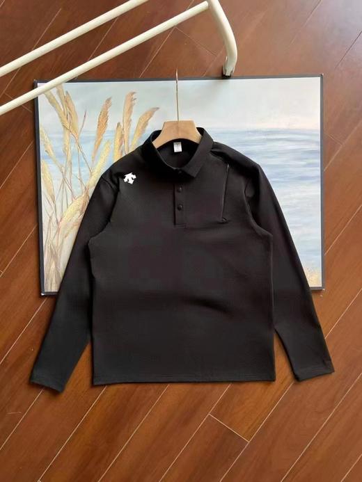 F032555小翻领门襟排扣运动商务设计款长袖POLO衫上衣 商品图4