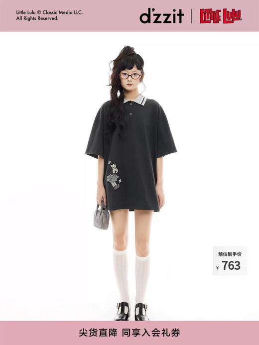 F032575新款Polo领宽松休闲日常通勤刺绣短袖连衣裙 商品图11