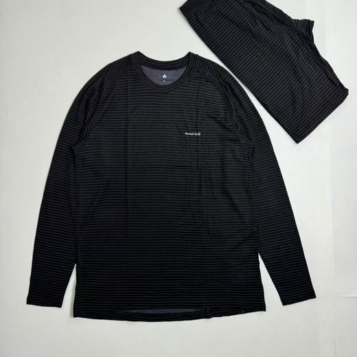 日本正品 montbell 25新款户外运动休闲保暖男款圆领长袖打底衫，
黑色/灰色 S-XXL 商品图11